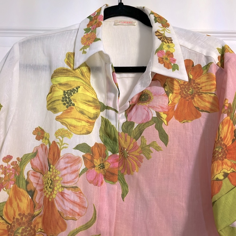 Women’s NWT Colorful Floral Wide Leg Drawstring Pants and Matching Top - Picture 10 of 15